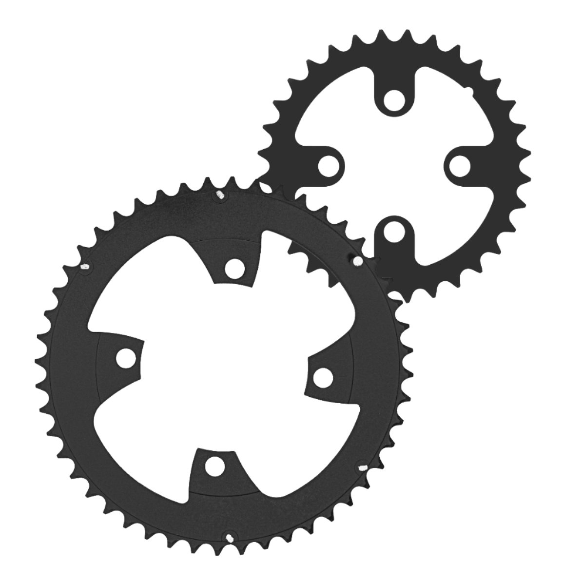 XMod Road Double Chainring 30/46 Teeth Aluminium Black for ROAD